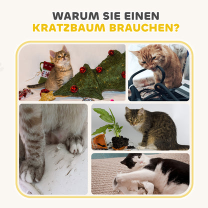 Krabpaal – Kattenkrabpaal – Kattenboom – Kattenhuis – Krabton – Khaki+Bruin – 79 cm Hoog – Sisal- En Algentouw
