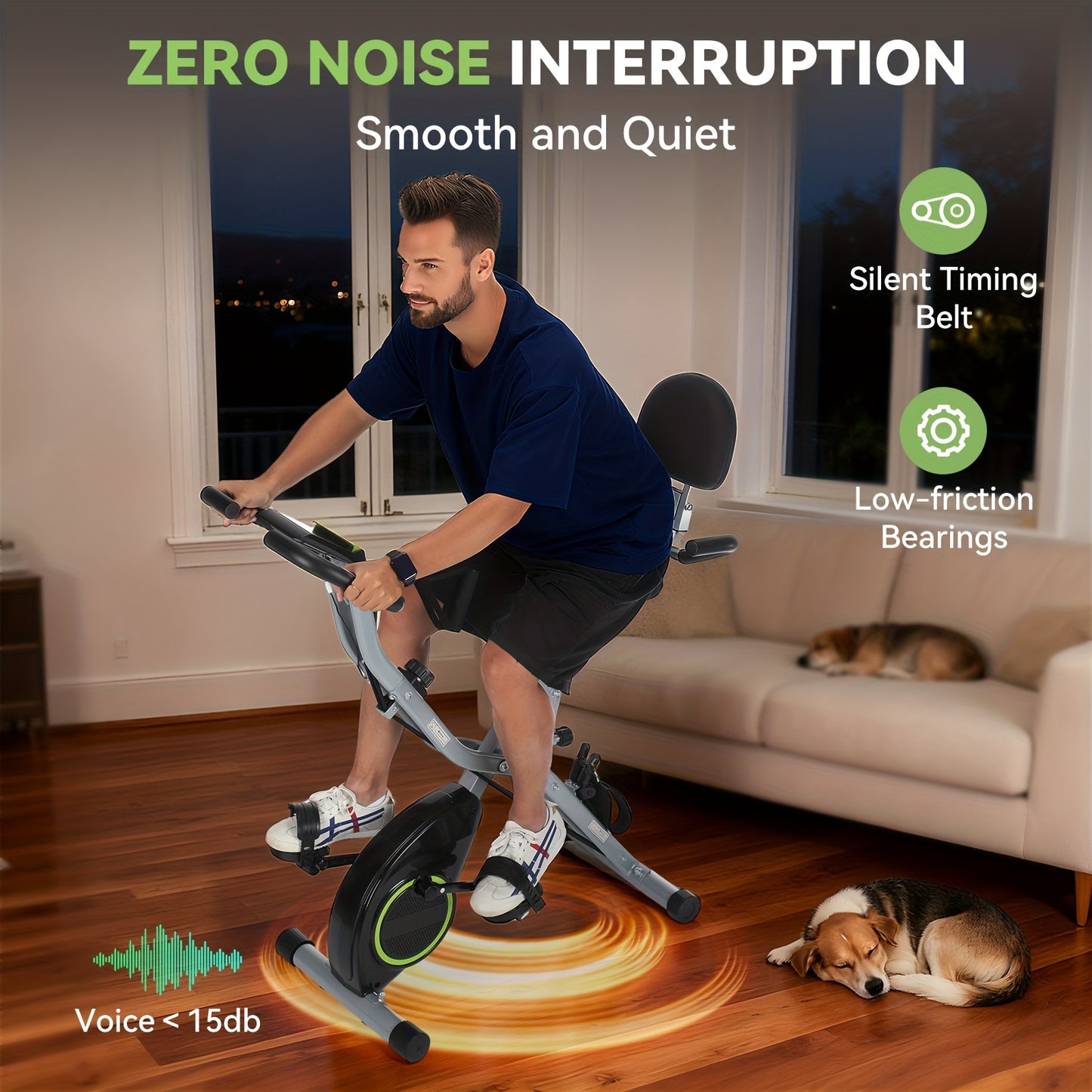 Hometrainer – Fitnessfiets – Spinningfiets – Stoelfiets – Ergometer – Inklapbaar Ontwerp – 8 Verstelbare Hoogtes – Magnetische Weerstand – Hartslagmeter – LCD Display – App Connectiviteit