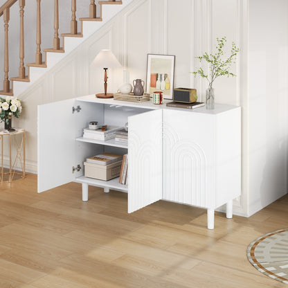 Dressoir – Sideboard – Opbergkast – Kast – Wandmeubel – Wit – 120x38,5x79 cm – Verstelbare Plank – 16 cm Poten