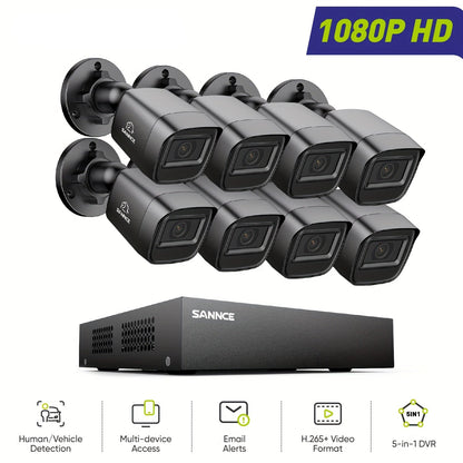 Bewakingscamera Set – Beveiligingscamera – Camerabeveiliging – CCTV Systeem – Bewakingscamera Systeem – 8 Kanaals DVR Recorder – Slimme Mens/Voertuig Detectie – IR Nachtzicht – Zonder HDD