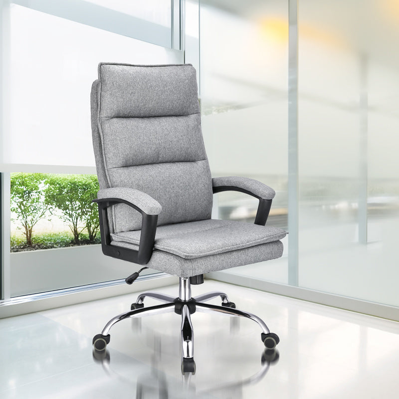 Bureaustoel – Kantoorstoel – Office Chair – Draaistoel – Bureau Stoel – Verstelbare Zithoogte 43-49 cm – Stalen Frame Met Chromen Afwerking - Lichtgrijs