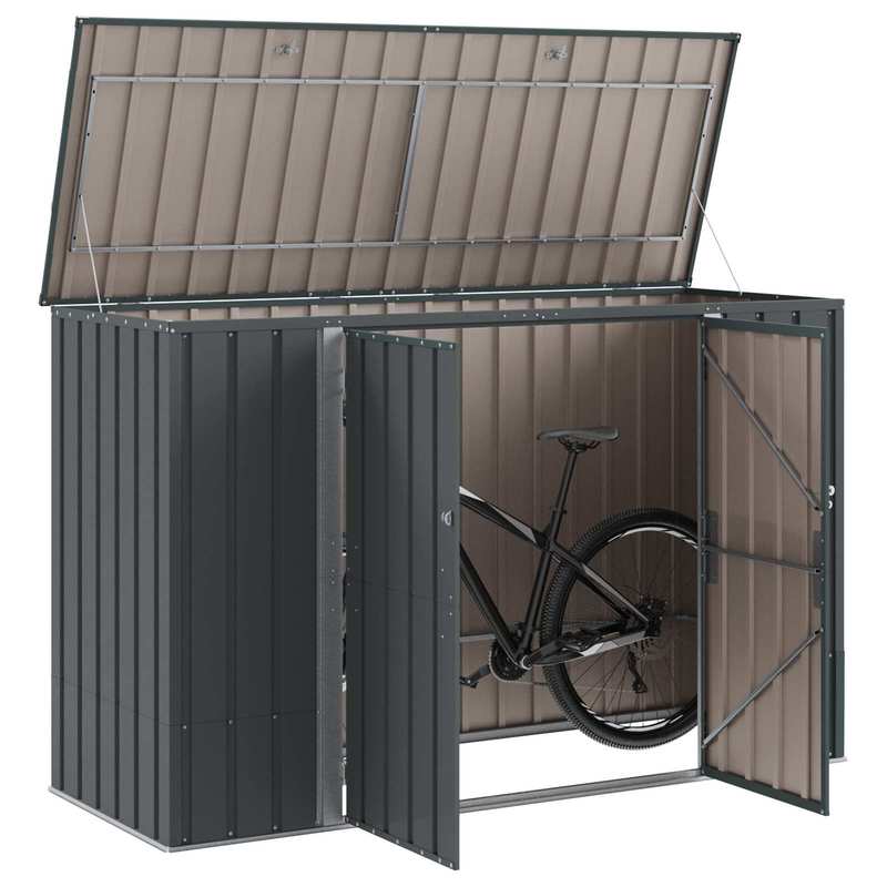 Grote Tuinkist – Tuinopbergbox – Opslagbox – Buitenbox – Opbergkist – Zwart Stalen Materiaal – 214x82x132 cm – Robuust & Weerbestendig
