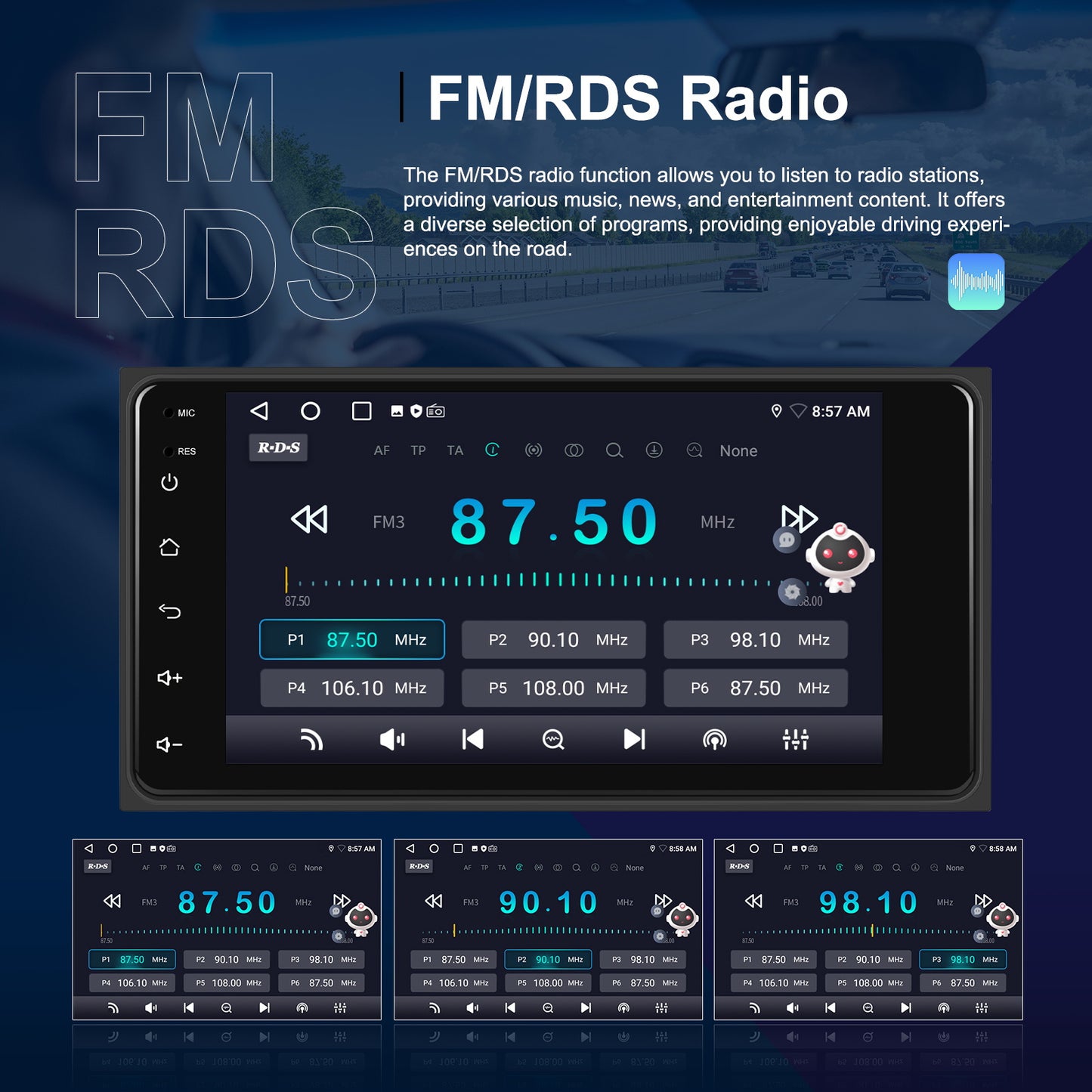 2G+64G Car Radio Stereo for Toyota Corolla 2003-2008/ Camry 2002-2006/ Highlander 2001-2007/ RAV4 2001-2005, Wireless CarPlay/ Android Auto 17.78cm IPS Touch Screen Android 13 WiFi DSP Camera