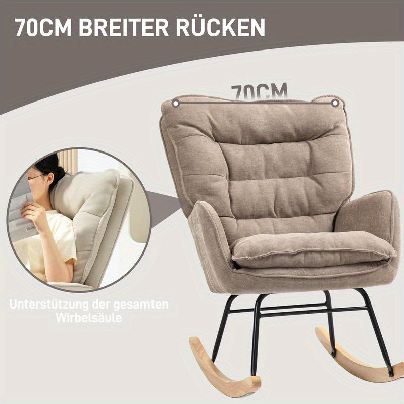 Loungefauteuil – Relaxstoel – Schommelstoel – Zithoekstoel – Ergonomische Stoel – Ergonomisch Ontwerp – Duurzaam Hardhout en Metaal