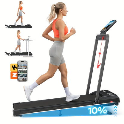Smart Walking Pad With 10% Incline, Folding Treadmills For Home, Foldable With Handle Bar, 3.0HP Under Desk Treadmill, 3 Control Methods & 145kg Capacity, Kinomap/Zwift Compatible, Exercise Anytime, Best Gift, Christmas Gift,