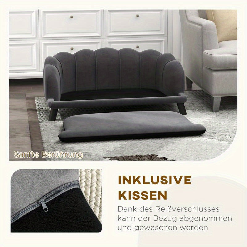 Hondenbank – Hondenbed – Huisdierbank – Dog Couch – Scandinavische Hondenbank – Medium Honden Tot 25 kg – Duurzaam Heavy-Duty PVC – Afneembare Rugleuning