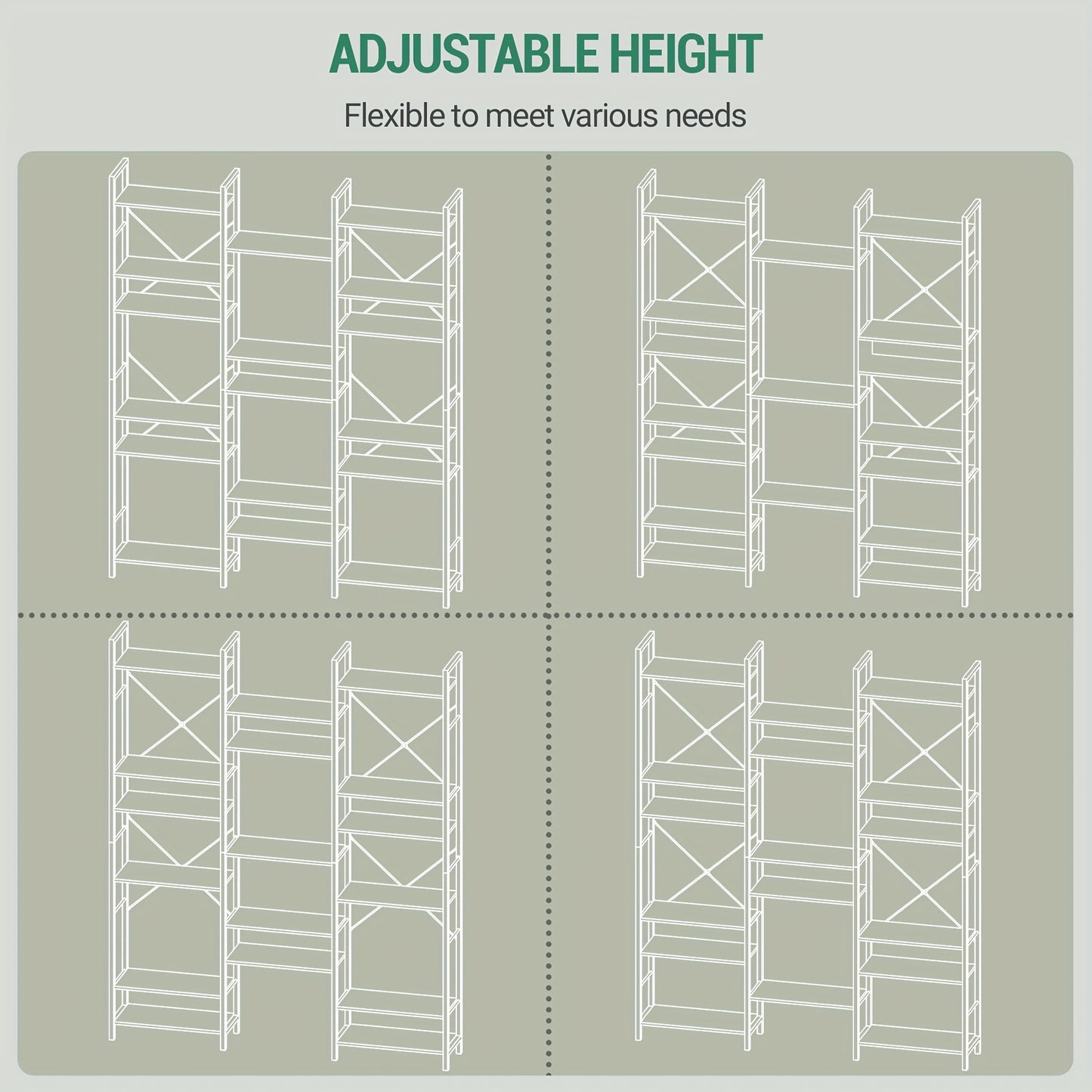 Boekenkast – Vakkenkast – Opbergkast – Boekplank – Wandkast – Vrijstaand – 17 Planken – Verstelbare Plankhoogte – Wit Eikenhout – Draagkracht 340 Kg – 24x152x186 cm
