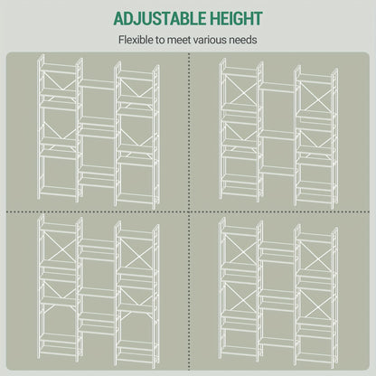 Boekenkast – Vakkenkast – Opbergkast – Boekplank – Wandkast – Vrijstaand – 17 Planken – Verstelbare Plankhoogte – Wit Eikenhout – Draagkracht 340 Kg – 24x152x186 cm