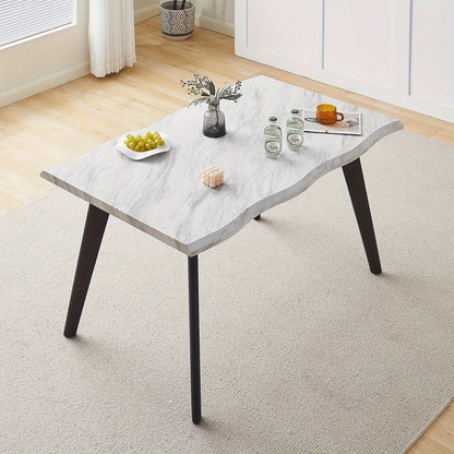 Moderne Eettafel – Eetkamertafel – Tafel – Dinertafel – Keukentafel – 140x80x75 cm – Ruimtebesparend – Goudkleurige Metalen Poten & Gefineerd Houten Blad