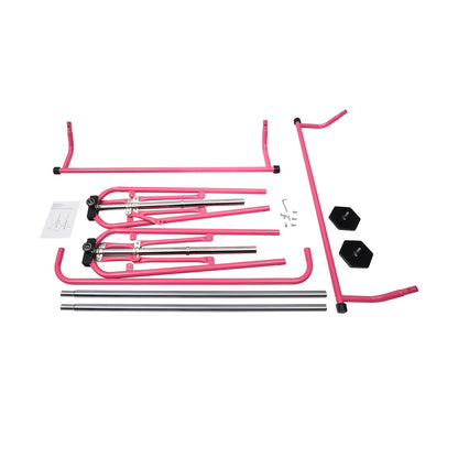 Turnstok – Gymnastiek Bar – Klimrek – Fitness Bar – Turnrek – Verstelbaar 115-155 cm – Stevig Stalen Frame Rosa