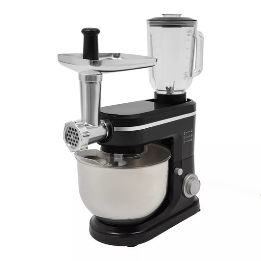 3-in-1 Keukenhulpmiddel – Keukenaccessoire – Mengkom – Hakker – Mixer – Roestvrij Staal & Glas – 6 Liter Inhoud – Multifunctioneel & Vaatwasserbestendig