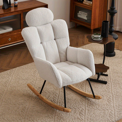 White Recliner Chair with Soft Teddy Bear Fabric & Tufted Design - Padded Seat, Solid Back Support, Easy Assembly, No Power Needed for Living Room & Bedroom Comfort, Recliner Chair, Bedroom Seating, Elegant Seating, Plush Cus