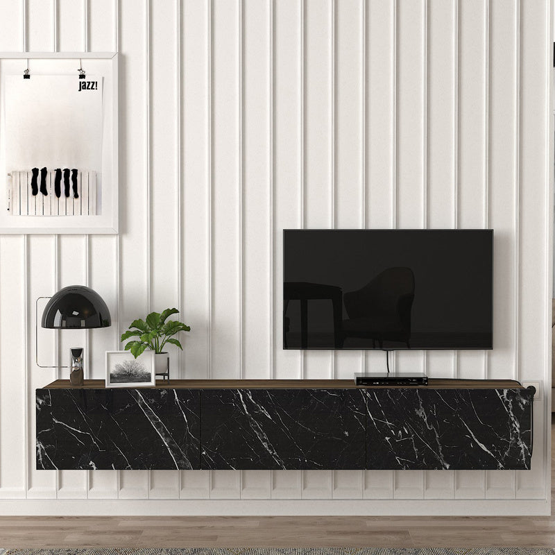 TV Meubel – TV Kast – Televisiekast – Meubel – Media Meubel – Zwevend Ontwerp – 180x31x29,5 cm – Wit Spaanplaat