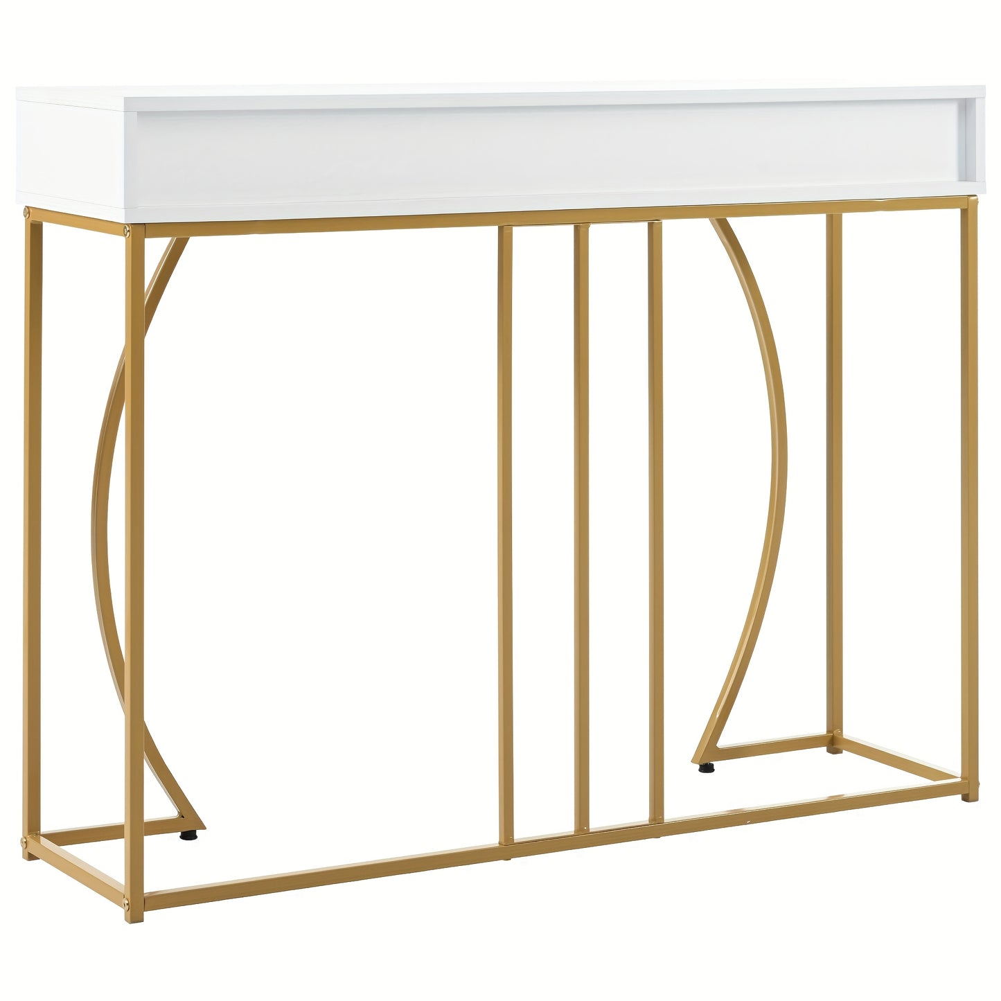 Dressoir – Buffetkast – Opbergkast – Kaptafel – Make-up tafel – Wit met gouden poten – Ruime opbergruimte 3,2 kuub – Duurzaam bamboe materiaal