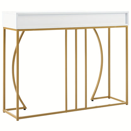 Dressoir – Buffetkast – Opbergkast – Kaptafel – Make-up tafel – Wit met gouden poten – Ruime opbergruimte 3,2 kuub – Duurzaam bamboe materiaal