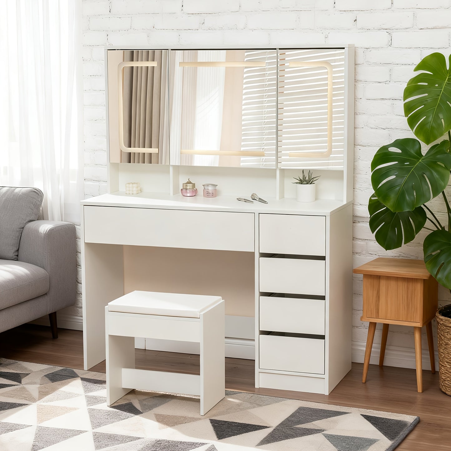 Keukenkast – Opbergkast – Dressoir – Vitrinekast – Buffetkast – Wit – Duurzaam Bamboe – 12 Deuren & Lades – 80x40x180 cm