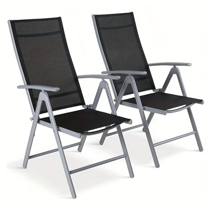 Campingstoel – Klapstoel – Vouwstoel – Tuinstoel – Kampeerstoel – Aluminium Frame – 7-standen Verstelbare Rugleuning – Set van 2