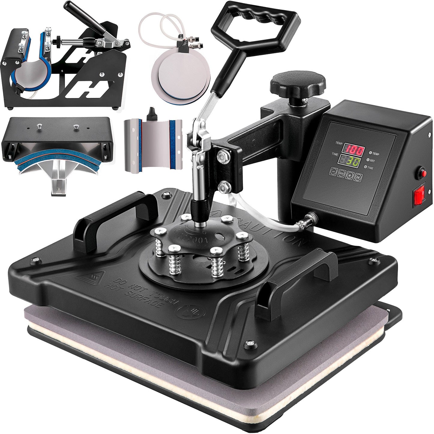 Hittepers – Transferpers – Sublimatiepers – T-shirtpers – Mokkenpers – 6-in-1 Multifunctioneel – Digitaal LCD-Scherm – 30x38 cm Hitteplaat