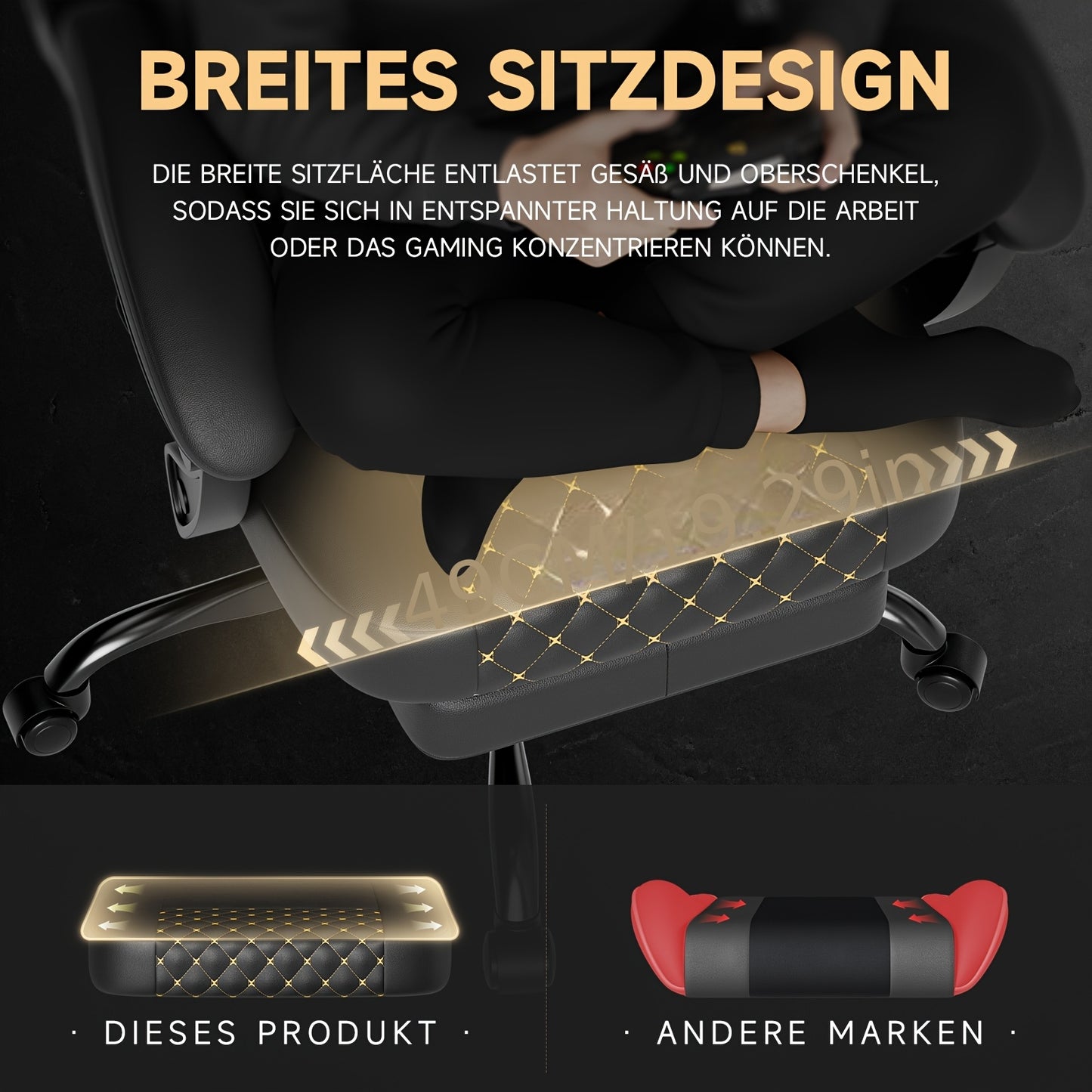 Gamingstoel – Gamestoel – Gaming Chair – Bureaustoel – Game Stoel – Ergonomisch Design – Ingebouwde Voetsteun & Massagefunctie – Metalen Frame – Max 150 kg