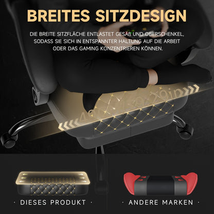 Gamingstoel – Gamestoel – Gaming Chair – Bureaustoel – Game Stoel – Ergonomisch Design – Ingebouwde Voetsteun & Massagefunctie – Metalen Frame – Max 150 kg
