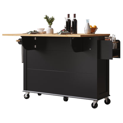 Keukenwagen – Serveerwagen – Barwagen – Opbergwagen – Mobiele Keukenwagen – Met Glazen Deuren – Grote Lade – Wieltjes Met Remmen – Duurzaam MDF Houtpanelen – Uitklapbaar Werkblad