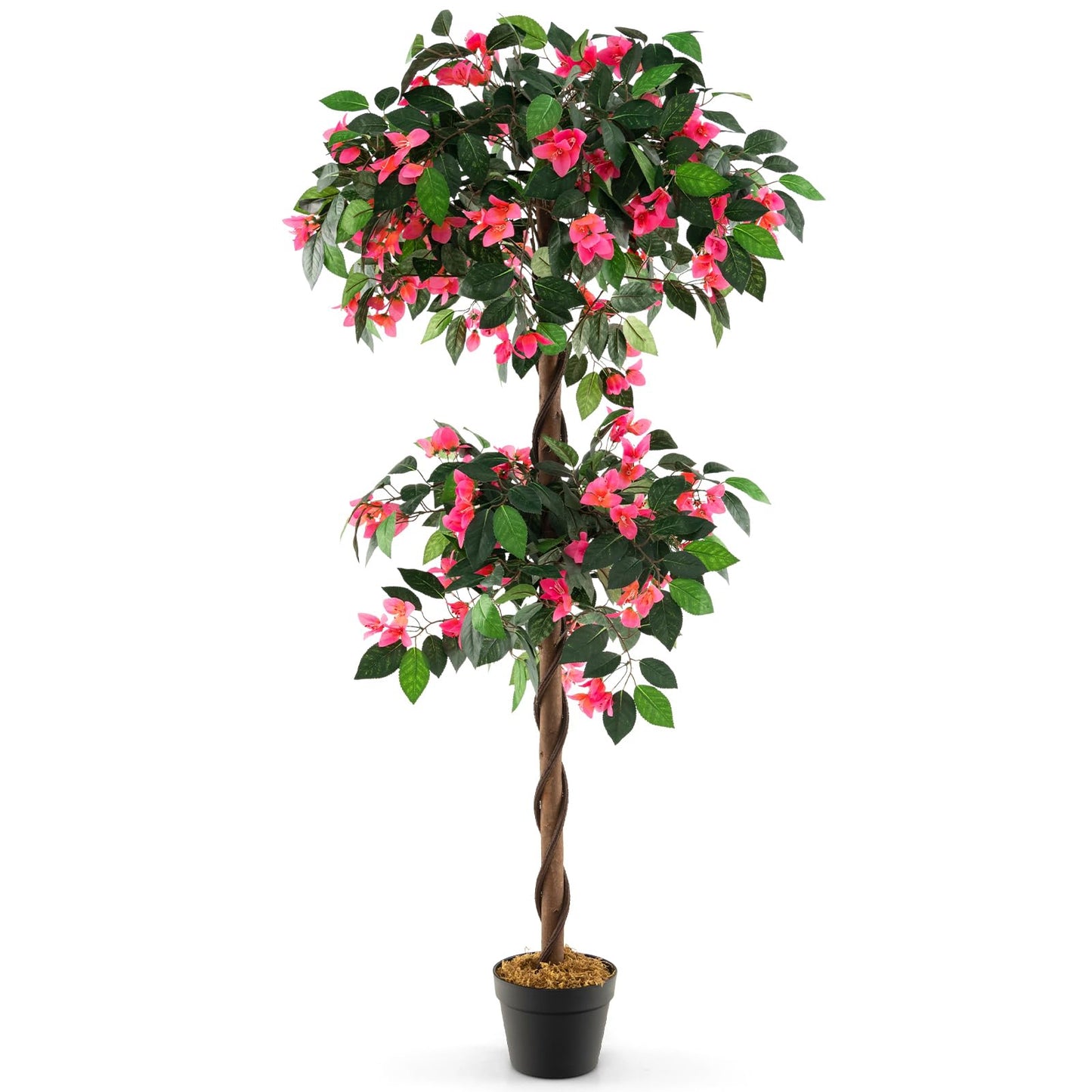 Kunstmatige Bougainvillea – Nepplant – Kunstplant – Bloeiende Boom – Sierplant – 140 cm Hoog – Realistische Houten Stam – Onderhoudsvrij