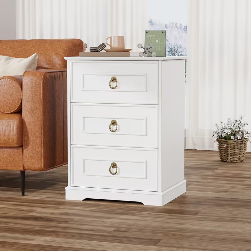 Nachtkastje – Bijzettafel – Ladekast – Bedtafel – Wit– Ruime Opbergruimte van ≥3,2 Kubieke Voet – Gemaakt van Kunstboard en Hardhout