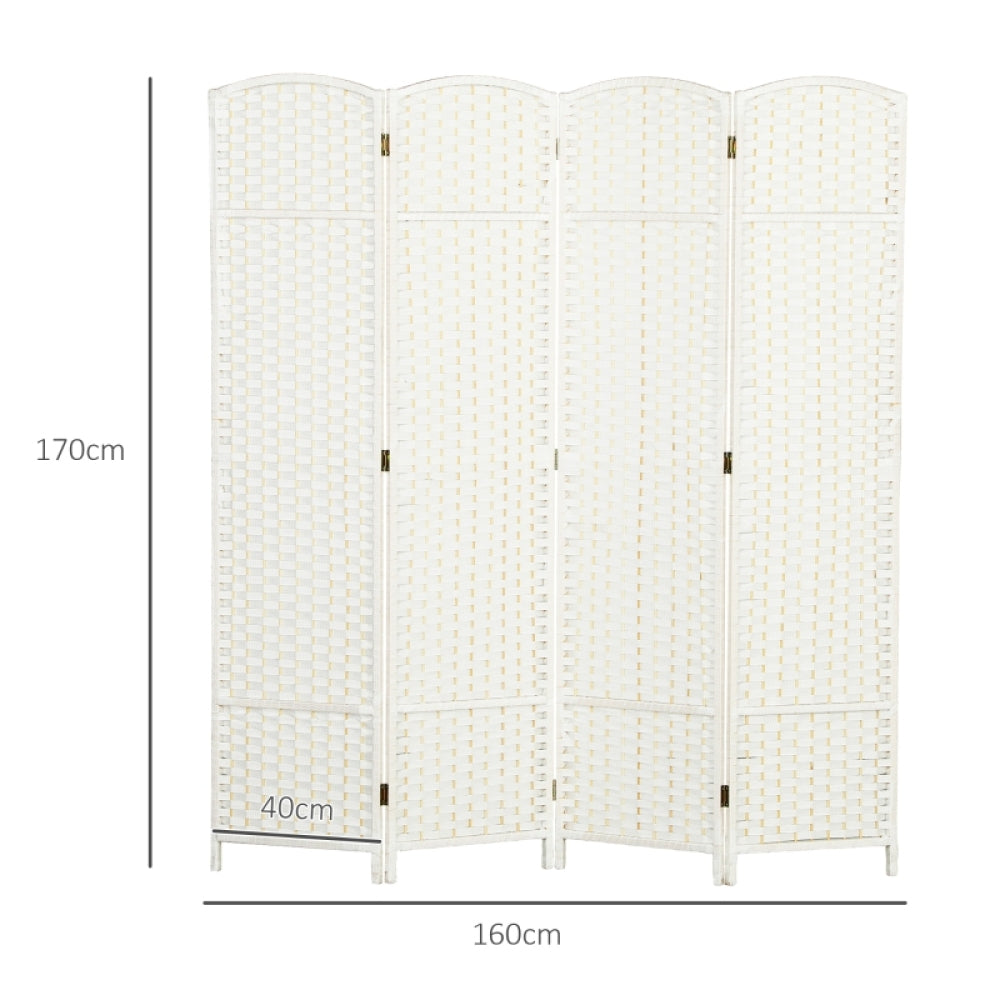 Kamerverdeler – Kamerscherm – Roomdivider – Ruimteverdeler – Vouwscherm – 4 panelen wit hout – Opvouwbaar & ruimtebesparend design