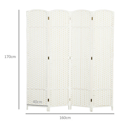 Kamerverdeler – Kamerscherm – Roomdivider – Ruimteverdeler – Vouwscherm – 4 panelen wit hout – Opvouwbaar & ruimtebesparend design