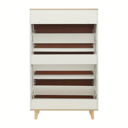 Schoenenkastje – Schoenenrek – Schoenenkast – Schoenopberger – Schoenmeubel – Warm Wit – Vrijstaand Met Twee Lades – Ventilatie Achterpanelen