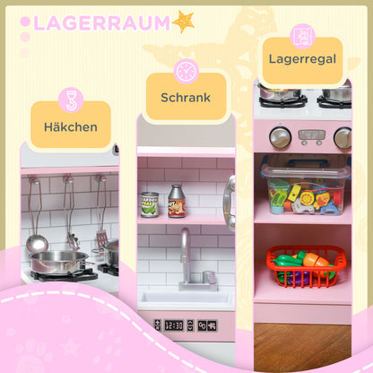 Speelkeuken – Speelkeukentje – Kinderkeuken – Speelgoedkeuken – Keukentje Roze – Inclusief Krijtbord – Accessoires – Afmetingen 83,8x26,8x81 cm