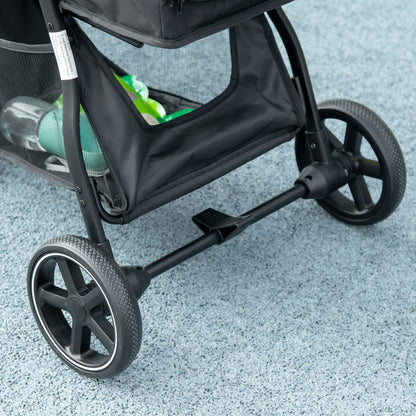 Inklapbare Huisdier Buggy – Dierenwagen – Hondenwagen – Kattenwagen – Wandelwagen – Zwart – Stevig Metaal Frame – 4 EVA Wielen