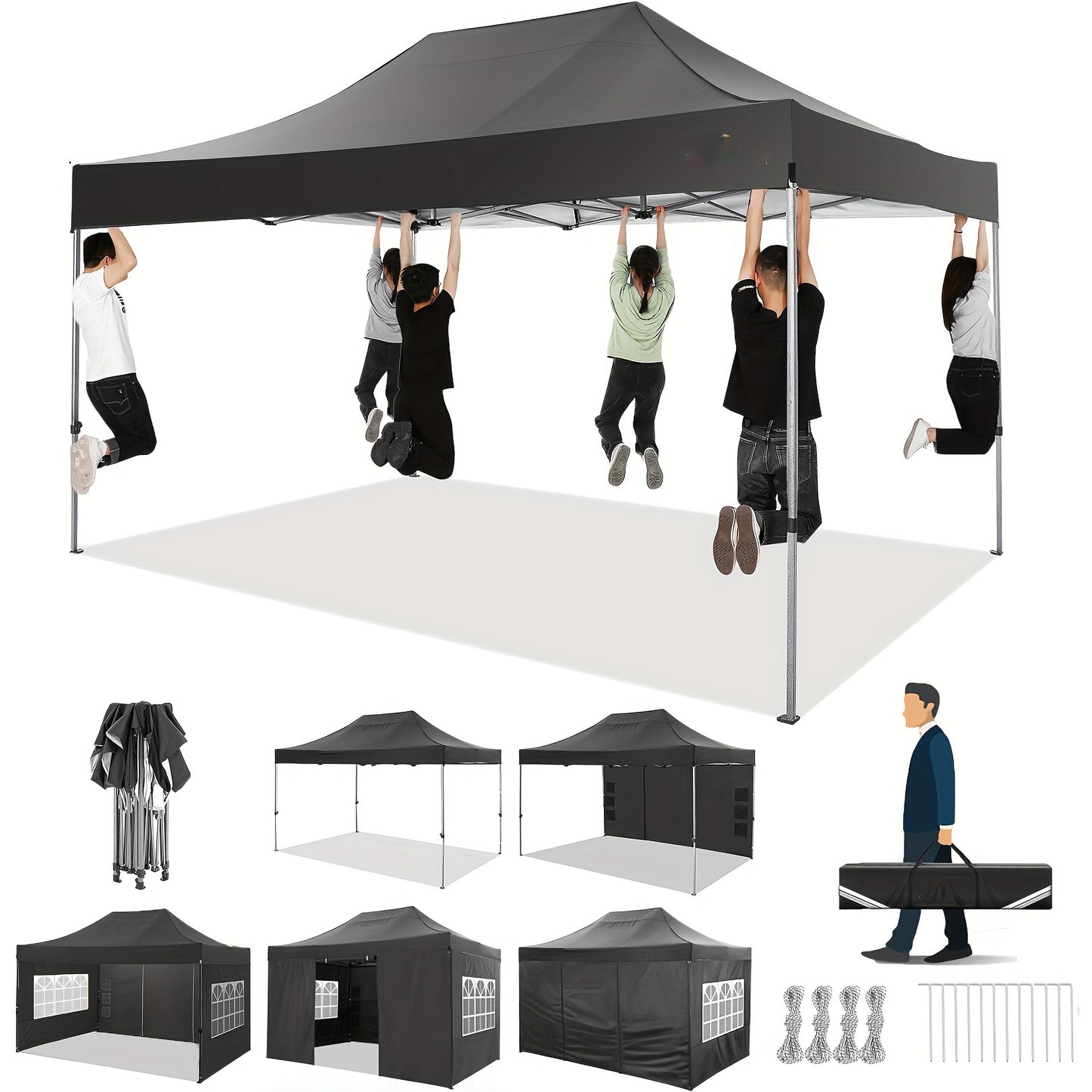 Partytent – Paviljoen – Feesttent – Tuintent – Opvouwbare Tent – 3x4,5m – Waterdicht – Versterkt Frame