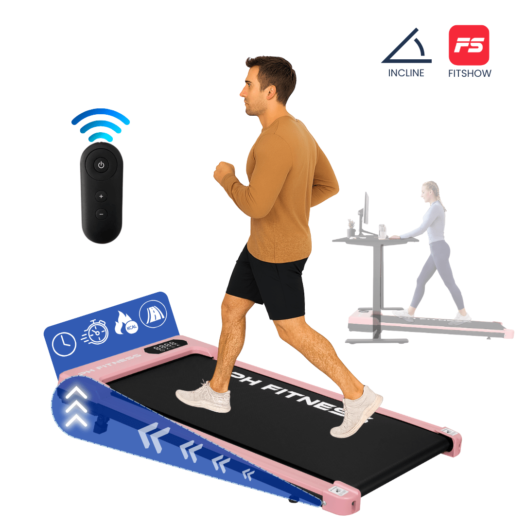 Loopband – Wandelloper – Fitnessband – Loopmat – Looptrainer – Compact Ontwerp – Stil 1,3PK Motor – Bluetooth & Draadloze Afstandsbediening – Roze Variant