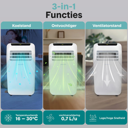 Mobiele Airconditioner – Draagbare Airco – Mobiele Airco – Verkoeler – Ontvochtiger – 7000 BTU – Stil en Compact met Wieltjes