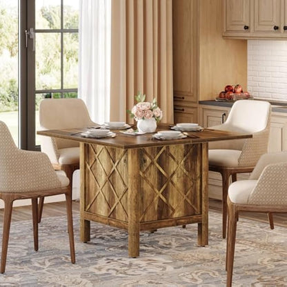 Eettafel – Tafel – Dinertafel – Keukentafel – Landelijke Tafel – Massief Houten Blad – Stevige X-Vormige Onderstel Met Metalen Beugels – Geschikt Voor 4 Personen – Rustieke Warme Houtnerf Afwerking