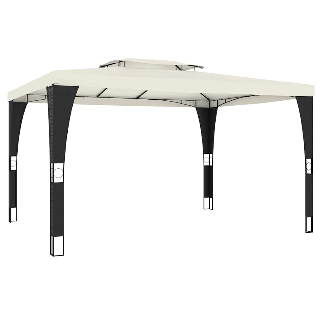 Partytent – Prieel – Tuinpaviljoen – Tuintent – Overkapping – Stevig roestvrijstalen frame – Ventilerend dubbel polyester dak 3,98x2,98 m Cream