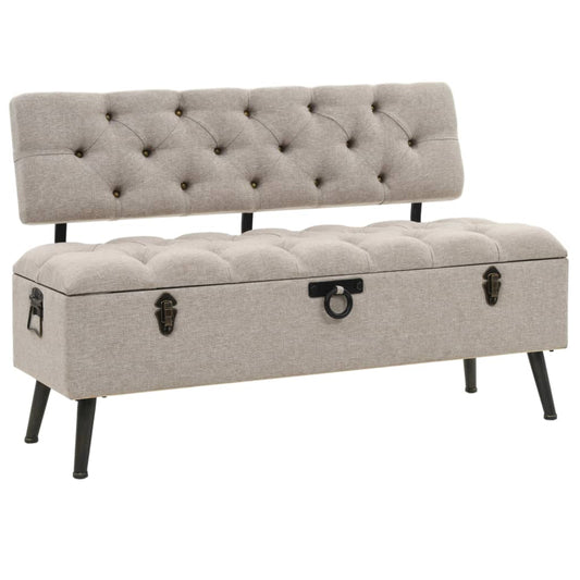 Opbergbank – Zitbank – Opbergkist – Halbank – Opbergmeubel – Kunstleren Bekleding – Hardhouten Frame – Rugleuning – Crème