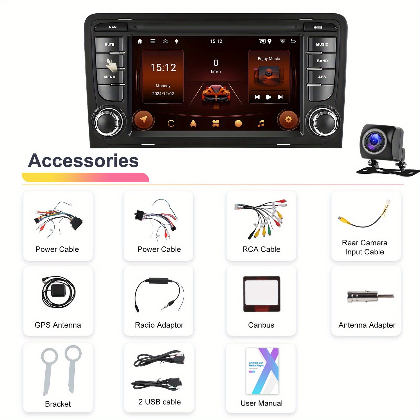 7-inch Autoradio – Auto Stereo – Multimedia Speler – Android Radio – Auto Headunit – Draadloos CarPlay & Android Auto – Android 13 Met GPS en Wifi