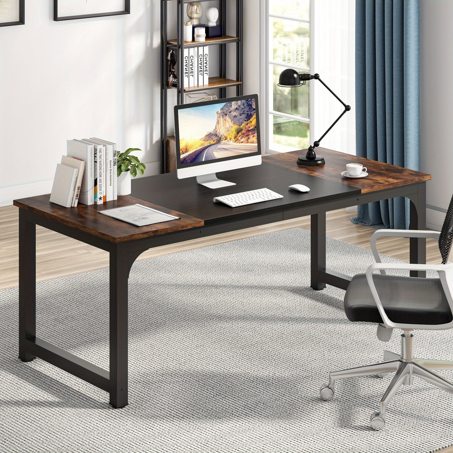 Extra Lang L-vormig Bureau – Hoekbureau – Werkplektafel – Computerbureau – Studiebureau – Ruim Werkblad 180 cm – Stabiele Metaal & Hout Constructie