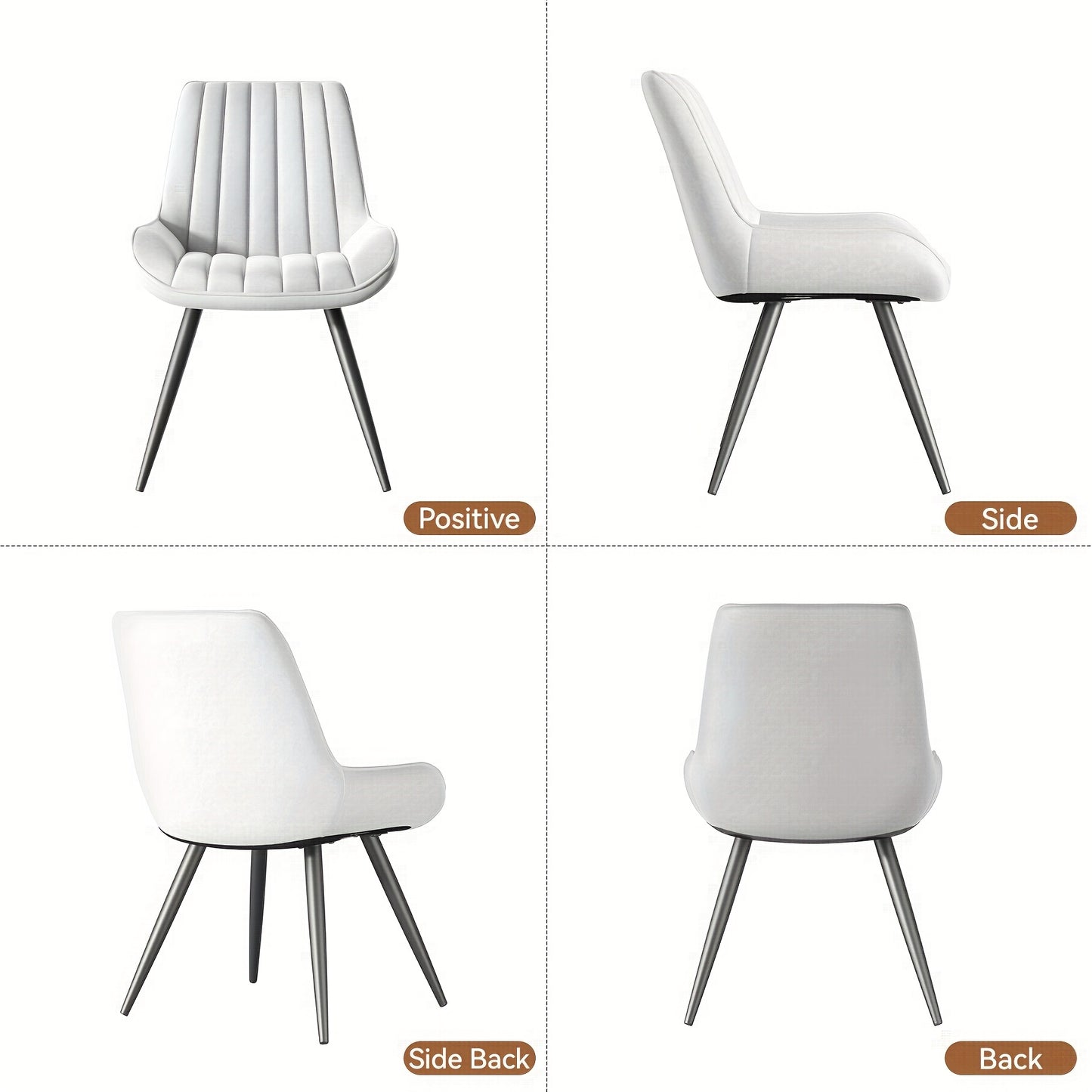 Eetkamerstoel – Loungestoel – Armstoel – Bureaustoel – Huiskamerstoel – Ergonomisch Design – Kunstleren Bekleding – Set van 2 – Donkergrijs
