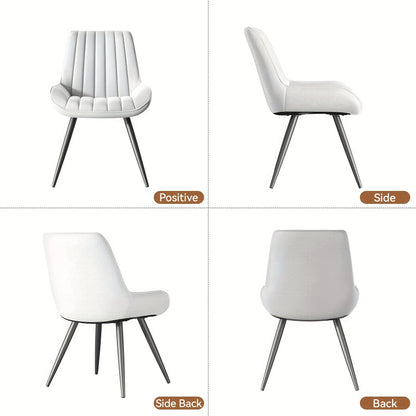 Eetkamerstoel – Loungestoel – Armstoel – Bureaustoel – Huiskamerstoel – Ergonomisch Design – Kunstleren Bekleding – Set van 2 – Donkergrijs
