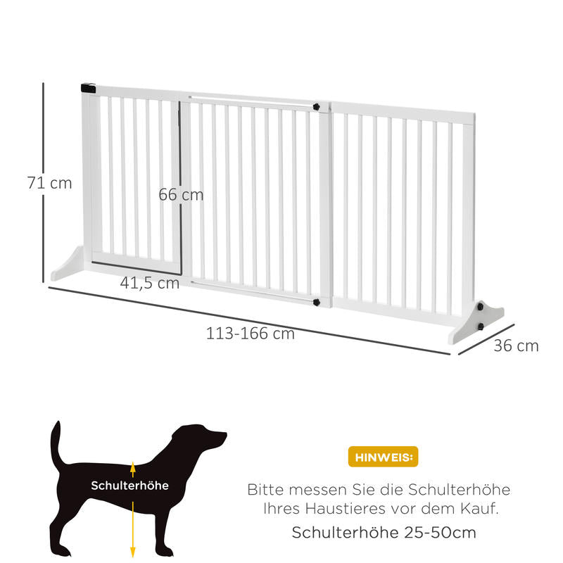 Hondenhek – Veiligheidspoort – Babypoort – Houten Barrier – Vrijstaande Hondenpoort – Verstelbaar 113-166 cm – Hoogwaardige Houtafwerking – Met Deur