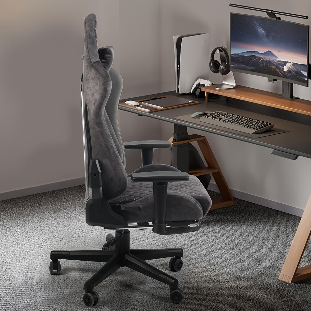 Gamingstoel – Gamestoel – Gaming Chair – Game Stoel – Bureaustoel – Ergonomisch Design – Verstelbare Hoogte 8cm – Met Voetensteun – Vintage Flannel