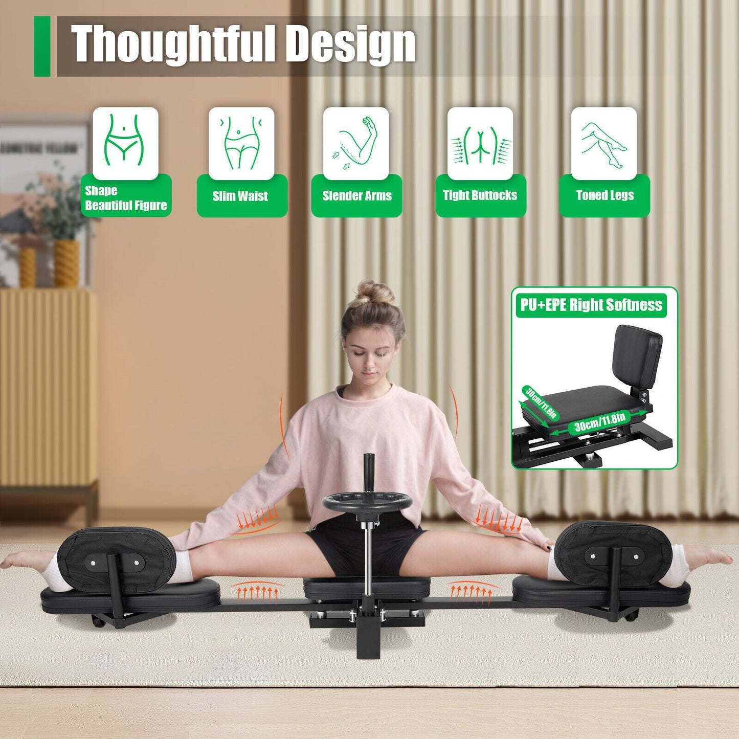 Beenspanner – Kuitstrekker – Stretching Trainer – Mobiliteitswig – Fascia Stretcher – Verstelbare Spreiding Tot 200° – Stevig Stalen Frame Met Comfortkussens