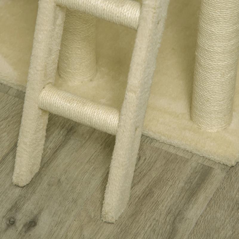 Krabpaal – Kattenboom – Kattenhuis – Kattenklimtoren – Kattenmeubel – 130 cm Hoog – Stevig Spaanplaat – Ruimtebesparend Ontwerp – Beige/Kaki
