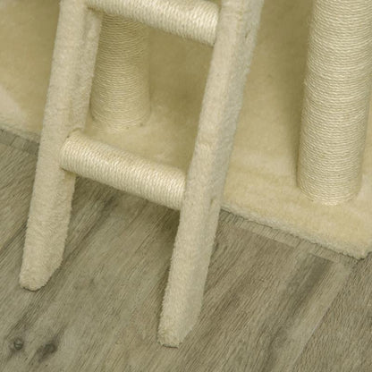 Krabpaal – Kattenboom – Kattenhuis – Kattenklimtoren – Kattenmeubel – 130 cm Hoog – Stevig Spaanplaat – Ruimtebesparend Ontwerp – Beige/Kaki