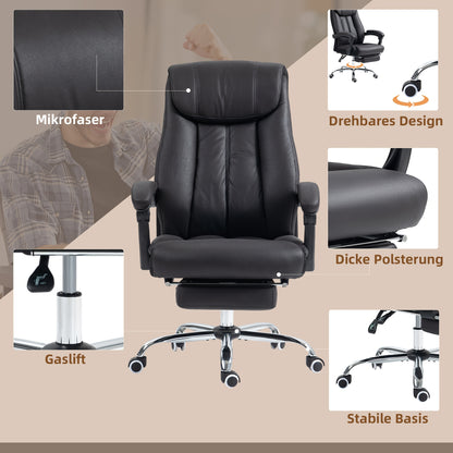 Ergonomische Bureaustoel – Bureaustoel – Werkstoel – Kantoorstoel – Directiestoel – Verstelbare Hoogte – Kantelfunctie 145° – Matzwart – Stevig Aluminium Frame – Max 120 kg Belastbaar