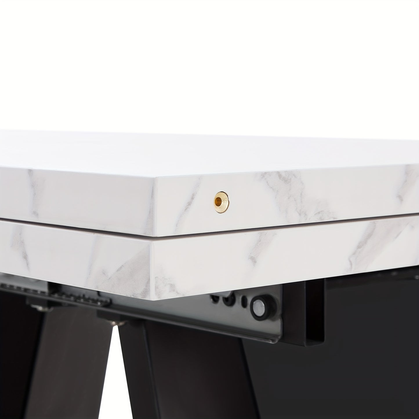Uitklapbare Tafel – Klaptafel – Vouwtafel – Eettafel – Uitschuifbare Tafel – Ruimtebesparend Design – Wit Tafelblad Met Zwarte Metalen Poten