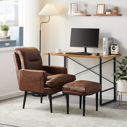 Relaxfauteuil – Loungestoel – Relaxstoel – Zetel – Fauteuil – Donkerbruin – 6-standen Verstelbare Rugleuning – PU-Leder Met Voetenbank